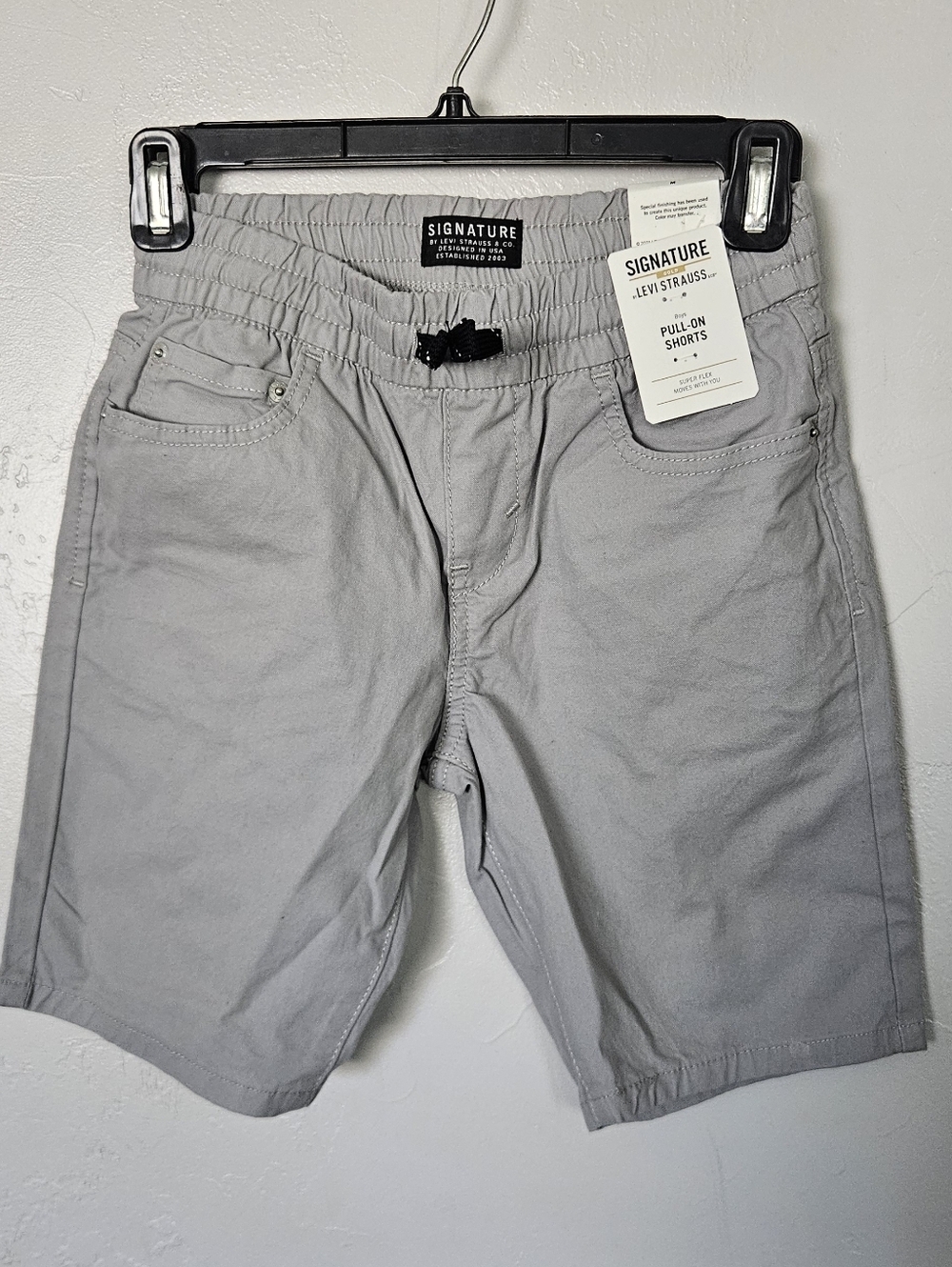 Signature by Levi Strauss NWT Boys Medium Light Gray Pull-On Shorts Summer
